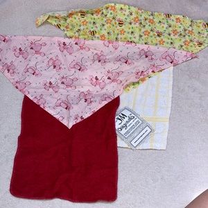 2 Bandana Style Bibs w/Terry Cloth Poodles & Bees